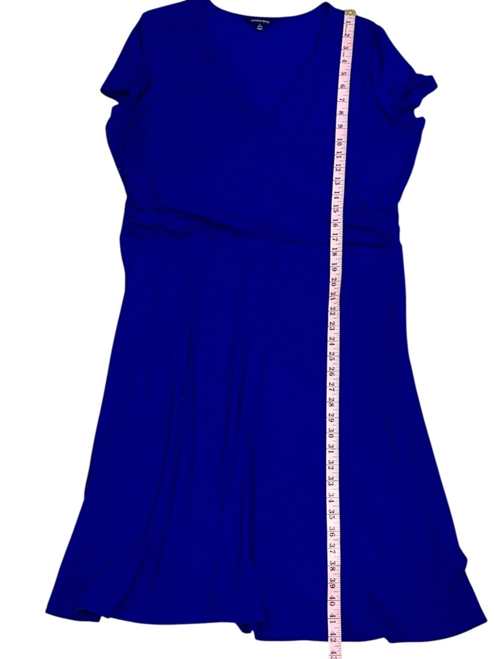 Lands' End Faux Wrap V-Neck Midi Dress Plus Size 14 - Picture 11 of 11